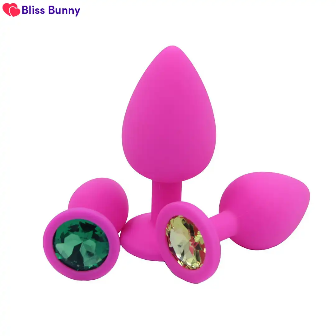 Jewelled Silicone Butt Plug Set